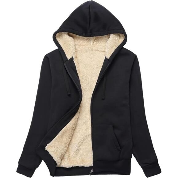 Hoodies for Women Winter Fleece Sweatshirt - Full Zip Up Thick Sherpa Lined Hood - Picture 1 of 6